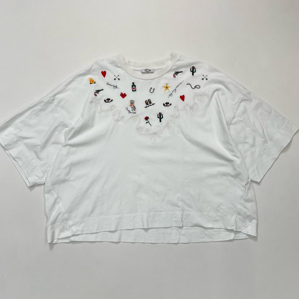 ganni 오버핏 크롭 티셔츠