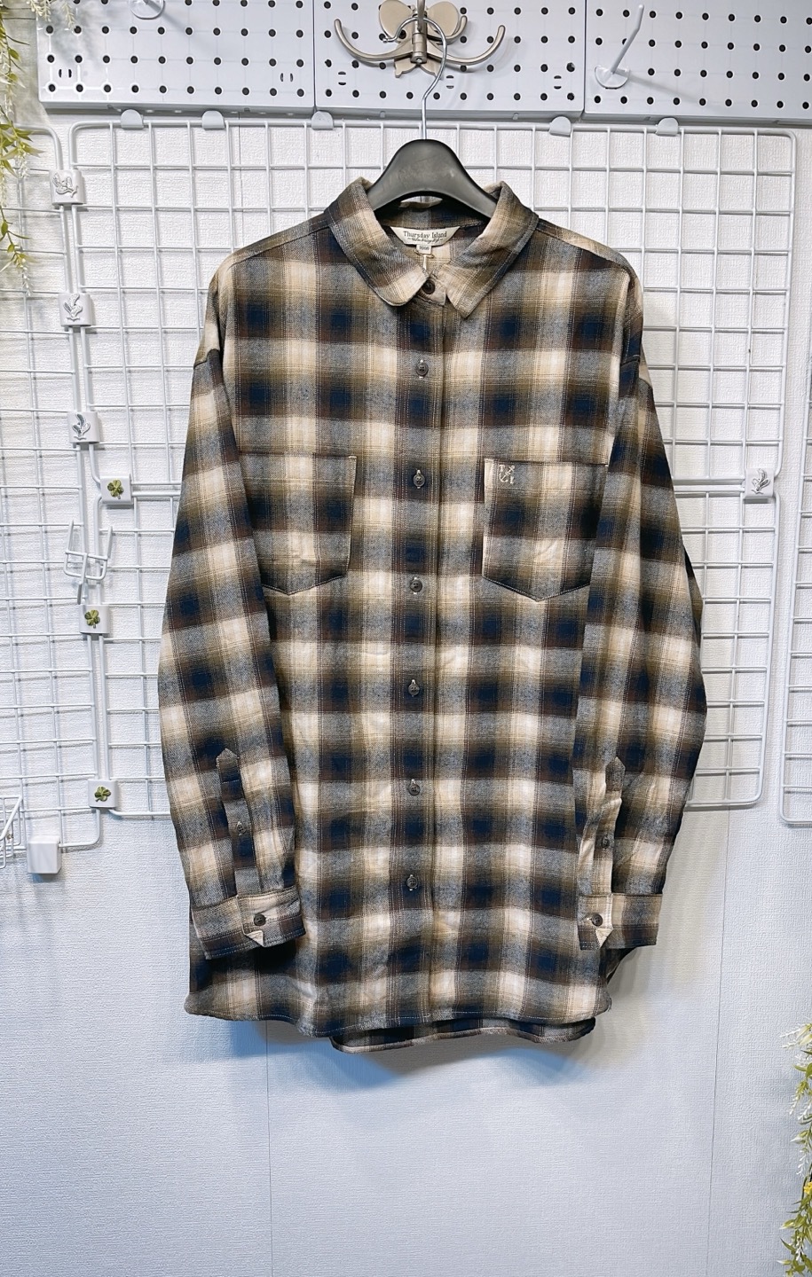 새상품 M 옴브레체크 블라우스 써스데이아일랜드 t166mbl133w