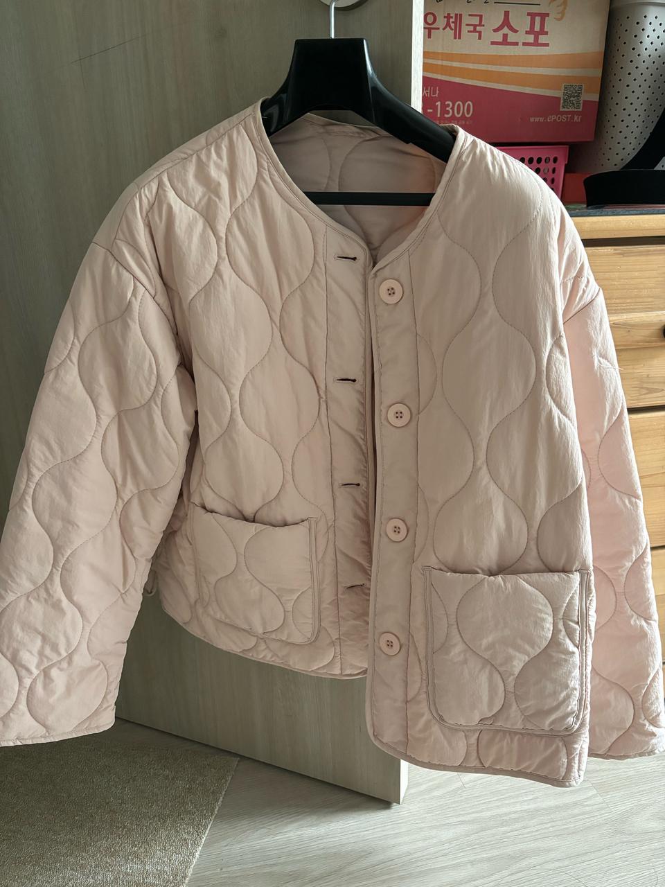 스파오 경량패딩 핑크 M