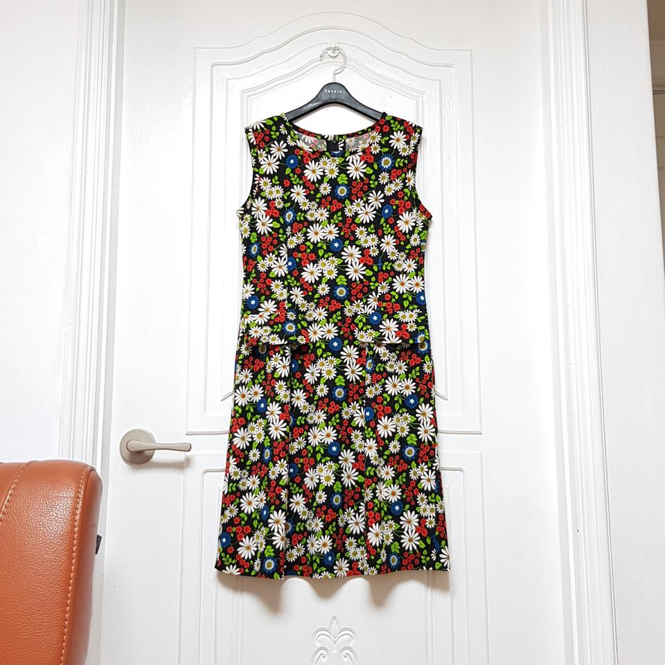 여름 트로피컬 플라워 패턴 민소매 나시 원피스 꽃무늬 55~66