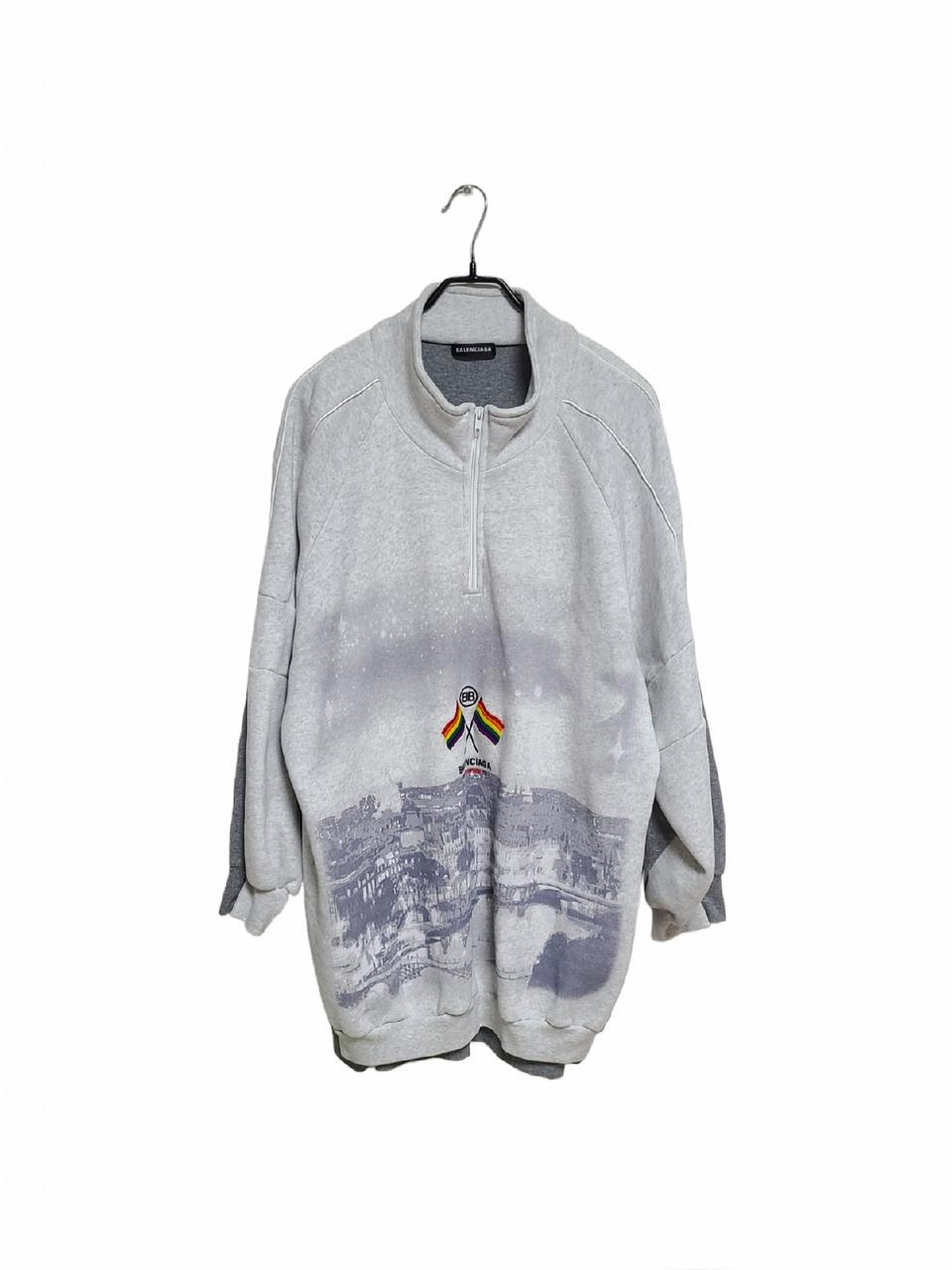 발렌시아가 레인보우 플래그 오버핏 하이브리드 아노락 티셔츠 541856