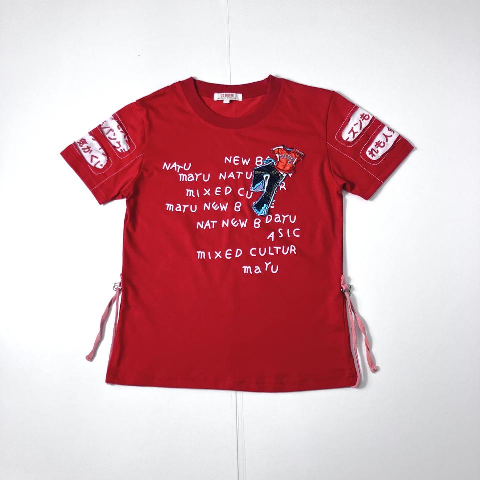 18-T1 U2 Basig Y2k 빈티지 빨강 반팔티 L 100