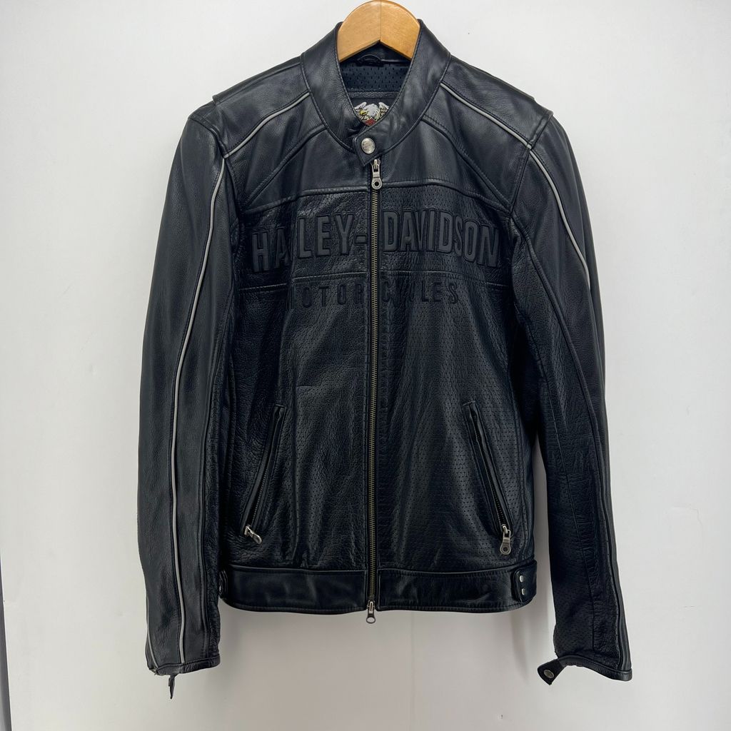 [중고] 스몰 할리데이비슨 소가죽 점퍼 라이더자켓 국내판 블랙 라이딩자켓