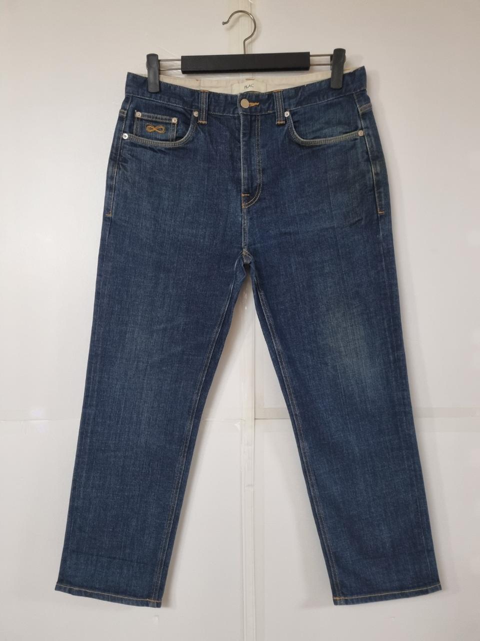 36)플랙진 가죽패치 워싱 스판 스트레이트 크롭팬츠 청바지