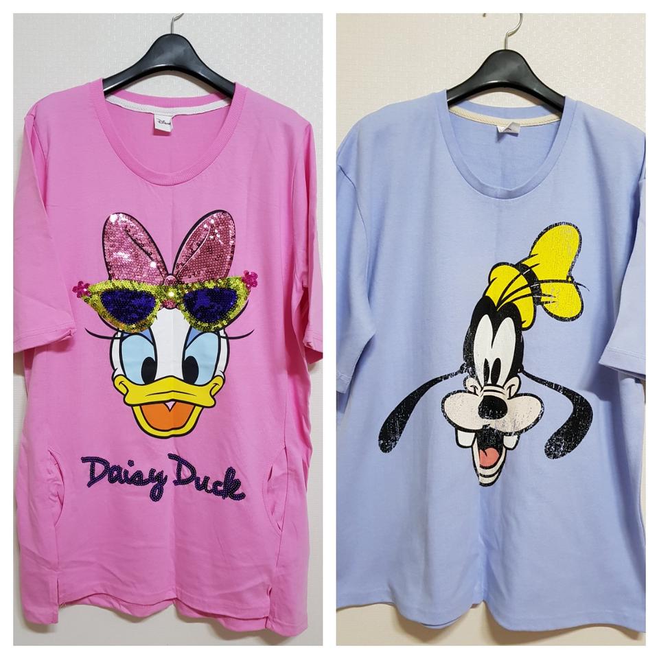 (미사용)디즈니 스팽글 반팔 박스티