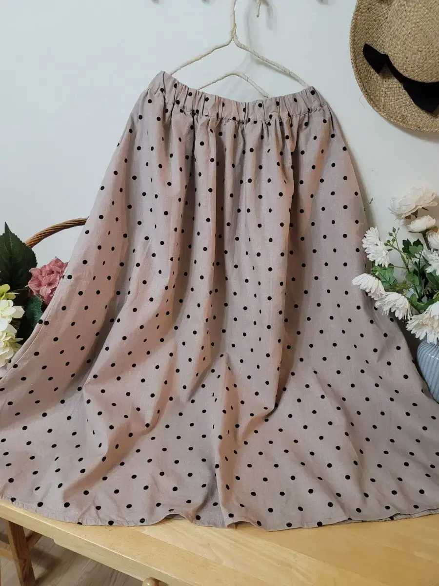 일본빈티지 SM2 도트 린넨 스커트 Samansa mos2