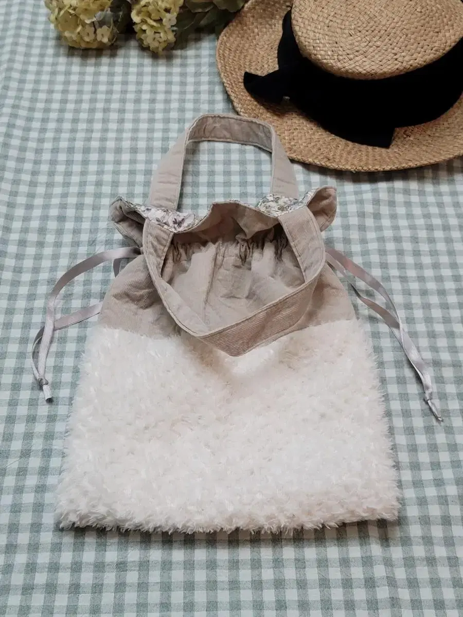 일본빈티지 코듀로이*퍼 작은 주머니가방 / 미니 스트링백