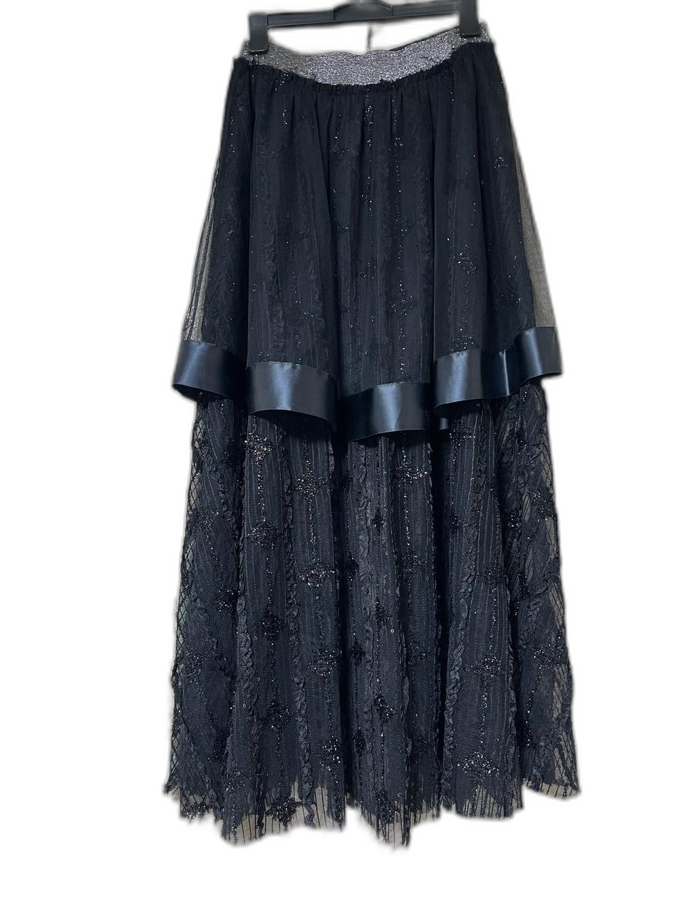 블랙 레이스 롱스커트