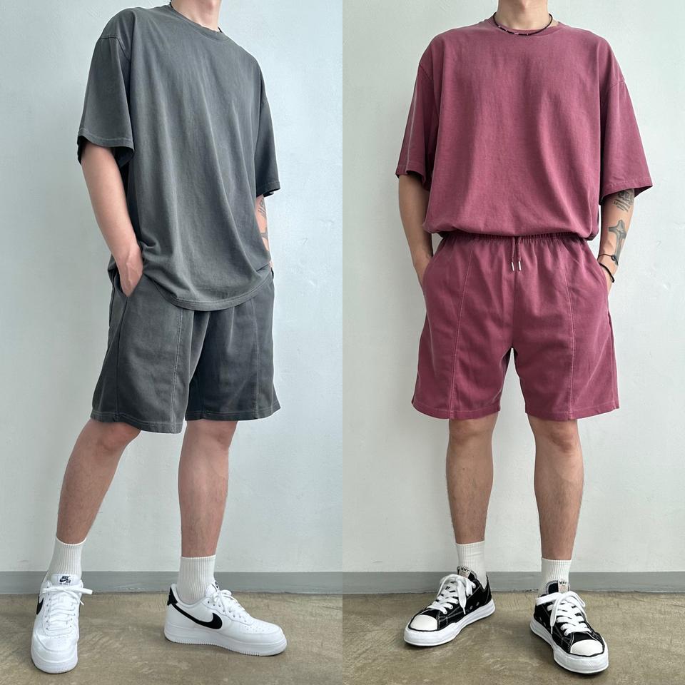 남자 여름 트레이닝복 세트 피그먼트 반팔 반바지 셋업