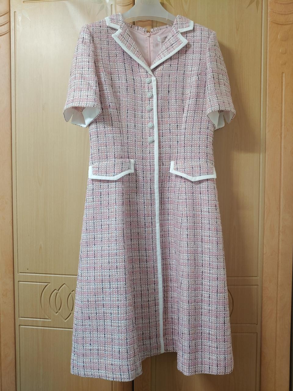 새제품.잇미샤 트위드원피스 55사이즈.핑크