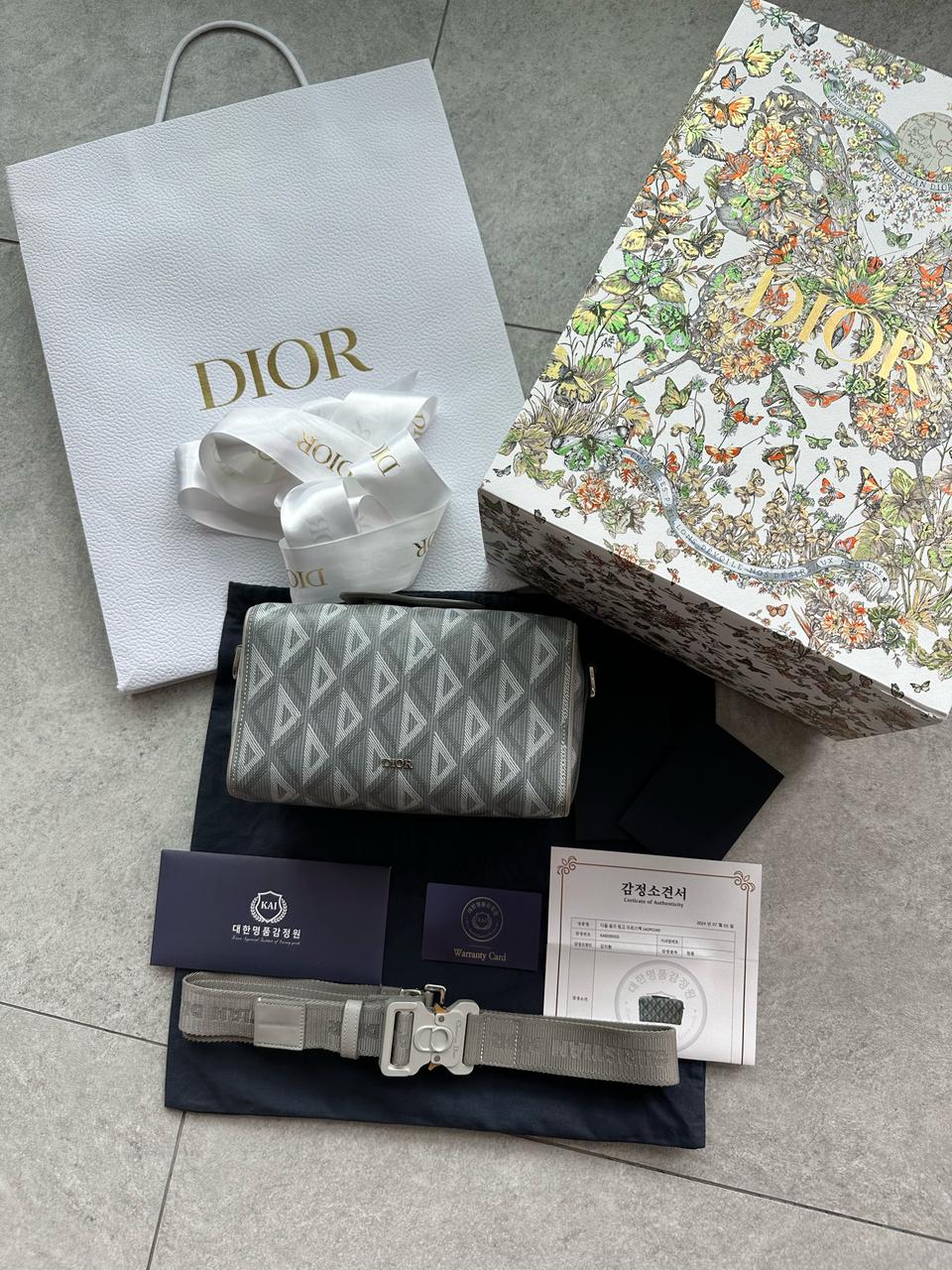 DIOR 디올 남성 힛더로드 다이아몬드 자카드 링고트 22 크로스백