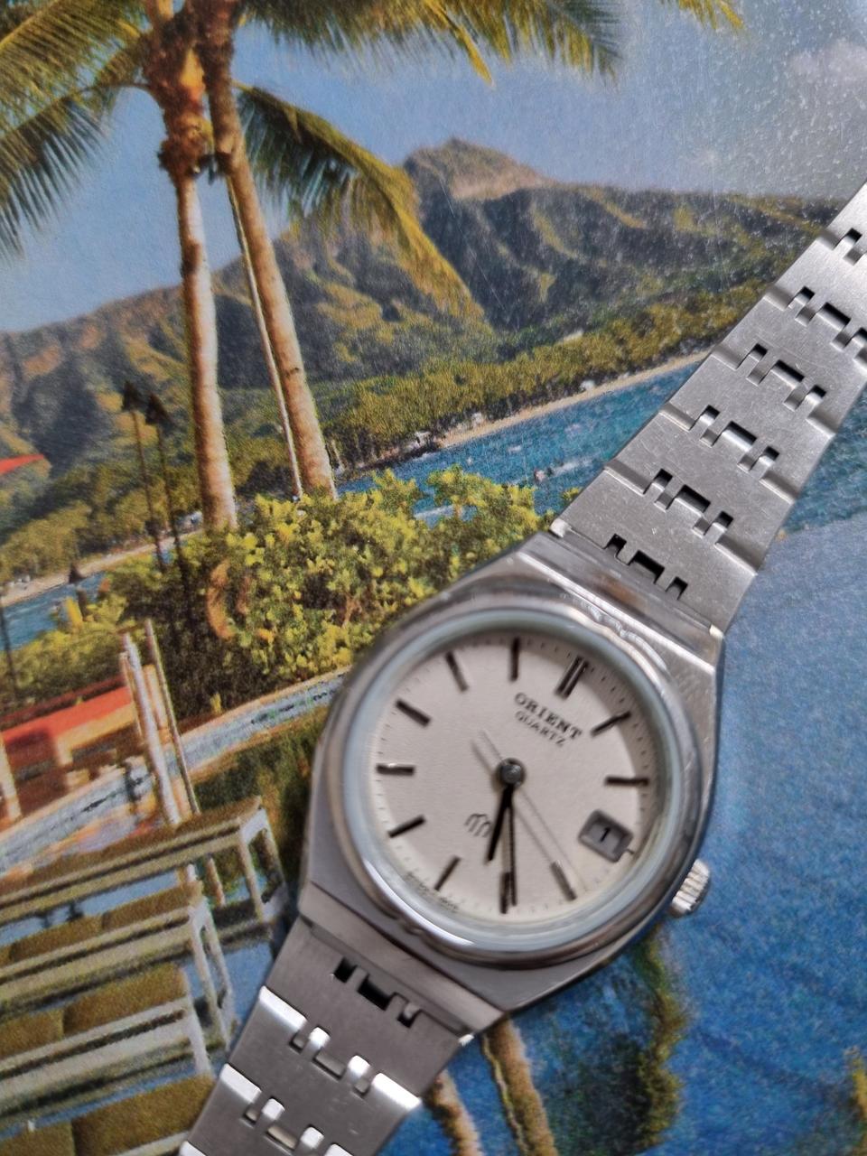 빈티지 오리엔트 자동 메탈시계
