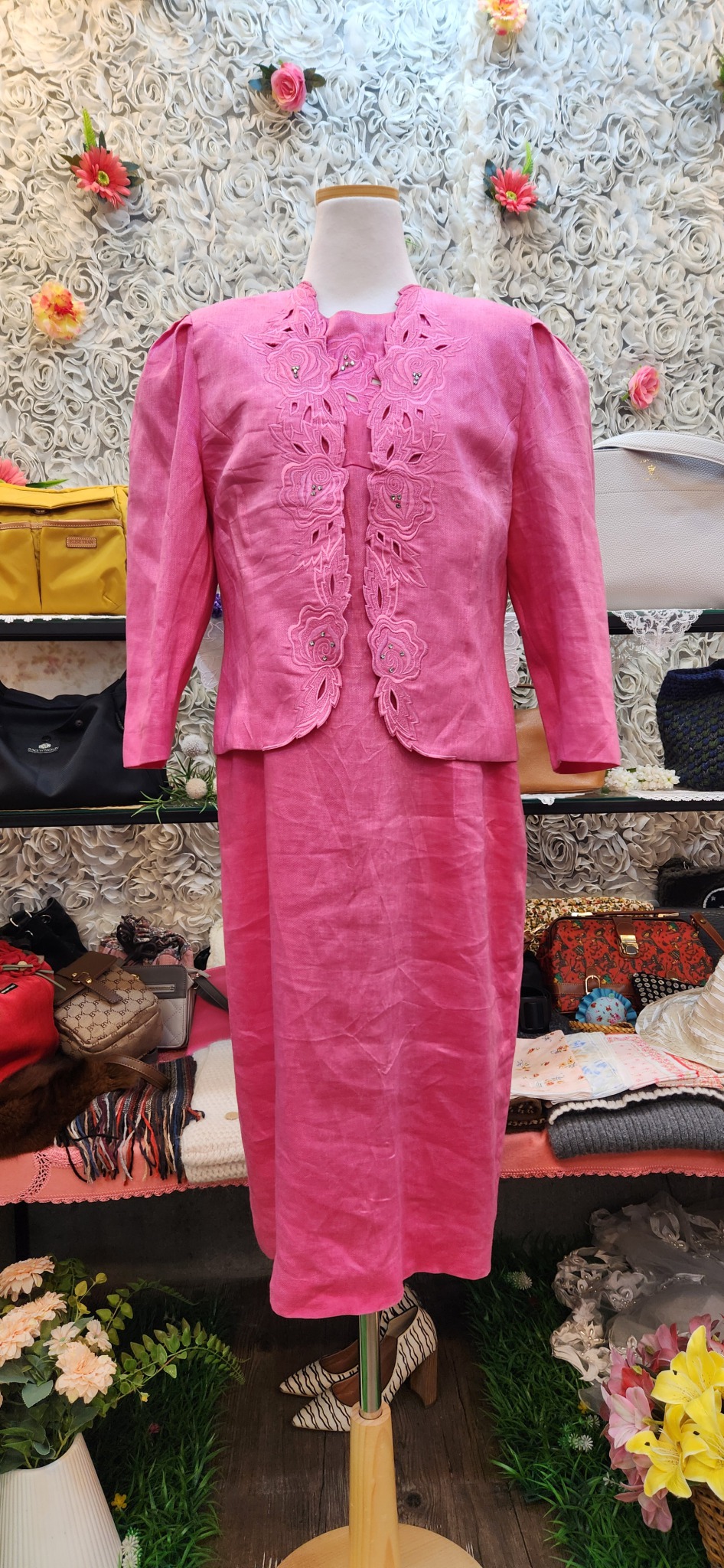 HARDY AMIES 마100% 셋업(원피스+자켓)