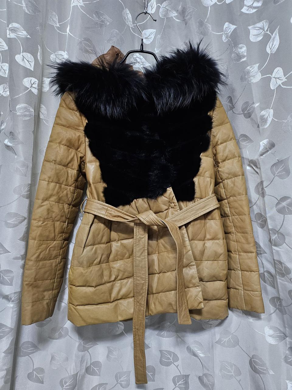 가죽 구스솜털 밍크퍼 사파리자켓