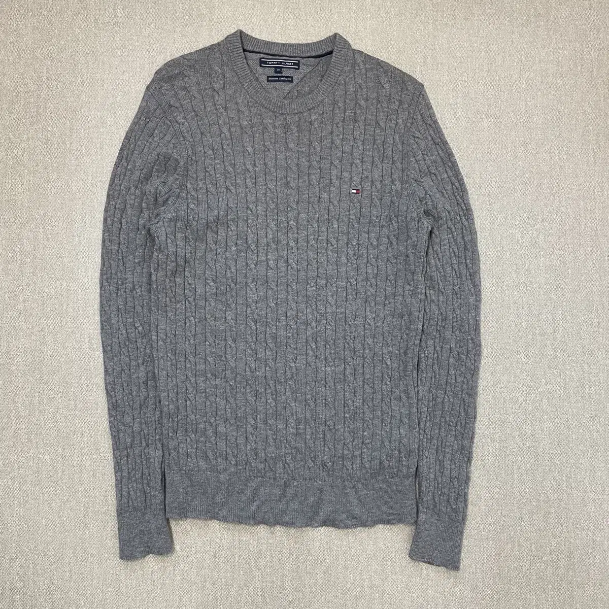 [택포] 타미 힐피거 케이블 니트 그레이 M