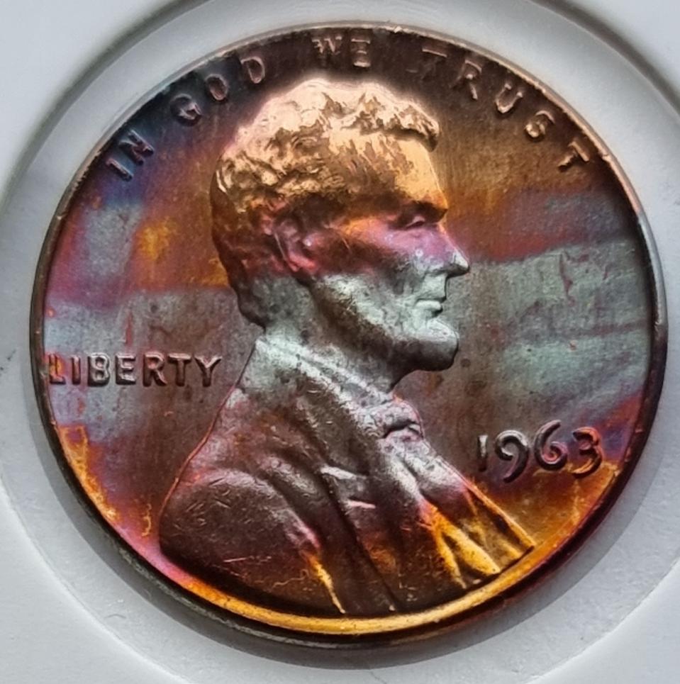 링컨 1센트 1963년도 레인보우톤 주화
