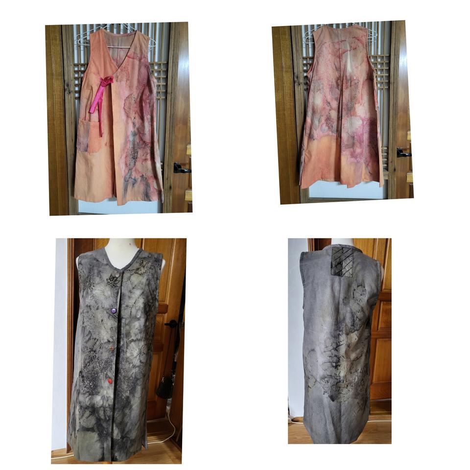 천연염색먹염 조끼55날씬66새것입니다