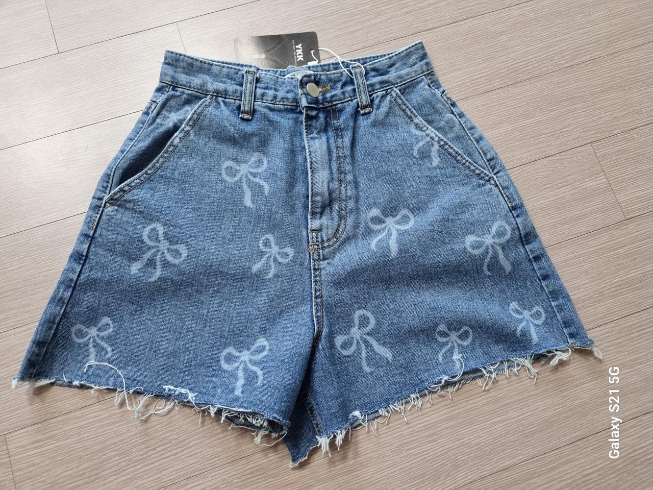 여성리본청반바지  새제품