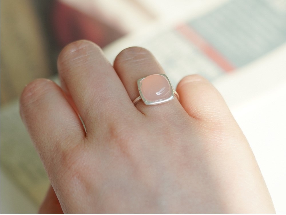 실버925 천연석 반지 (히티드핑크)