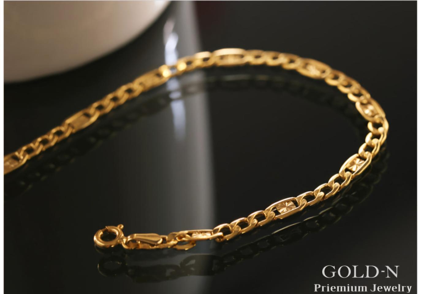 정품)14K 스타커브체인팔찌2타입남성새상품미사용