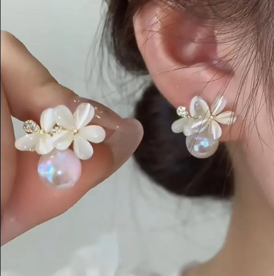 플라워 오색진주 귀걸이 새상품