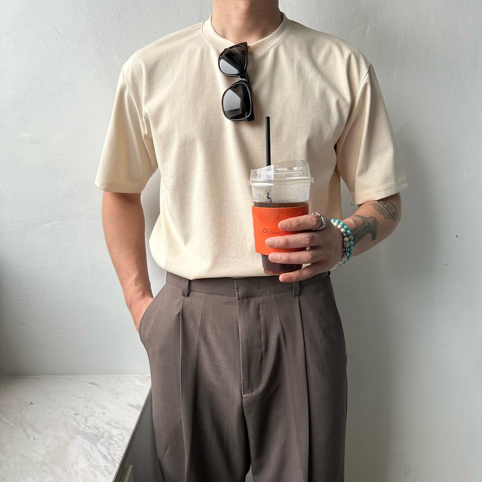 남자 반팔 여름 비침 없는 티셔츠 이너 라운드 무지 반팔티 빅사이즈