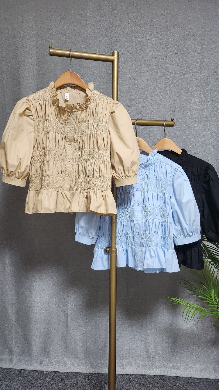 스모크밴딩 프릴 퍼프 블라 특가✅