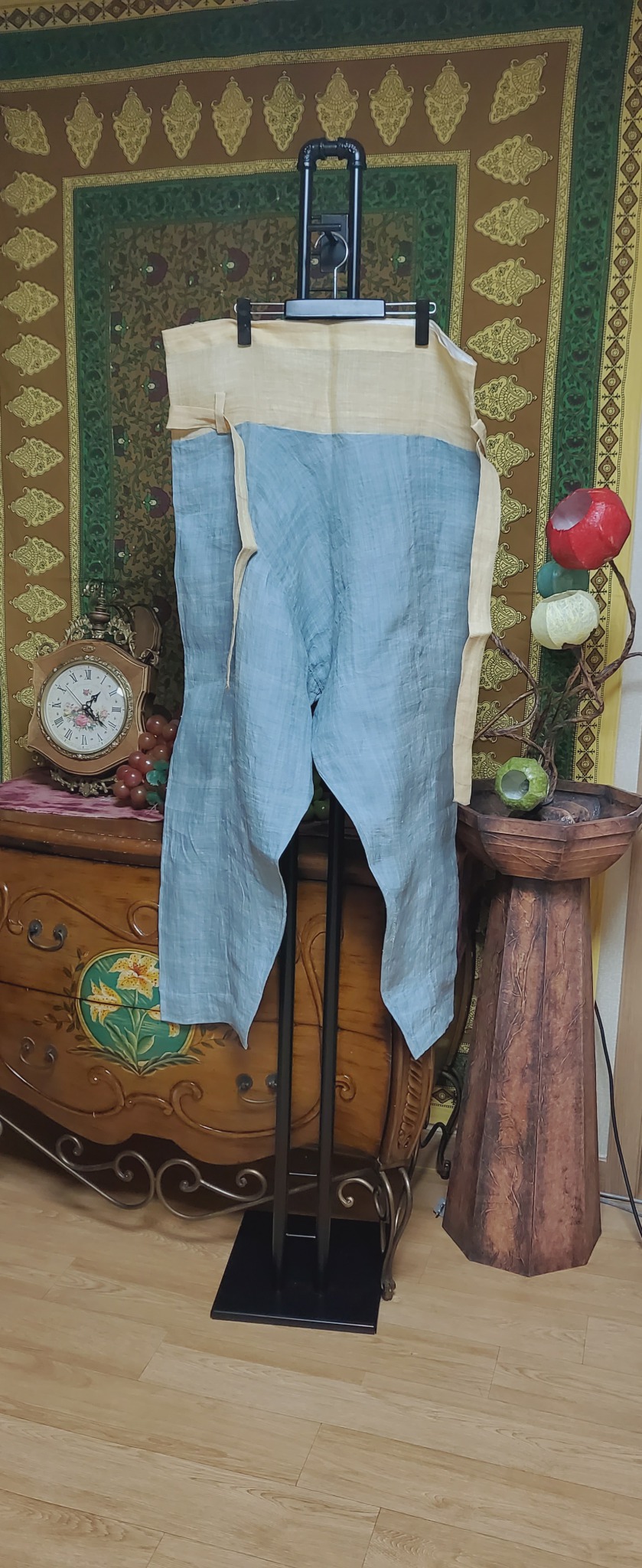 (천연염색)삼베사폭바지100-105 총장112