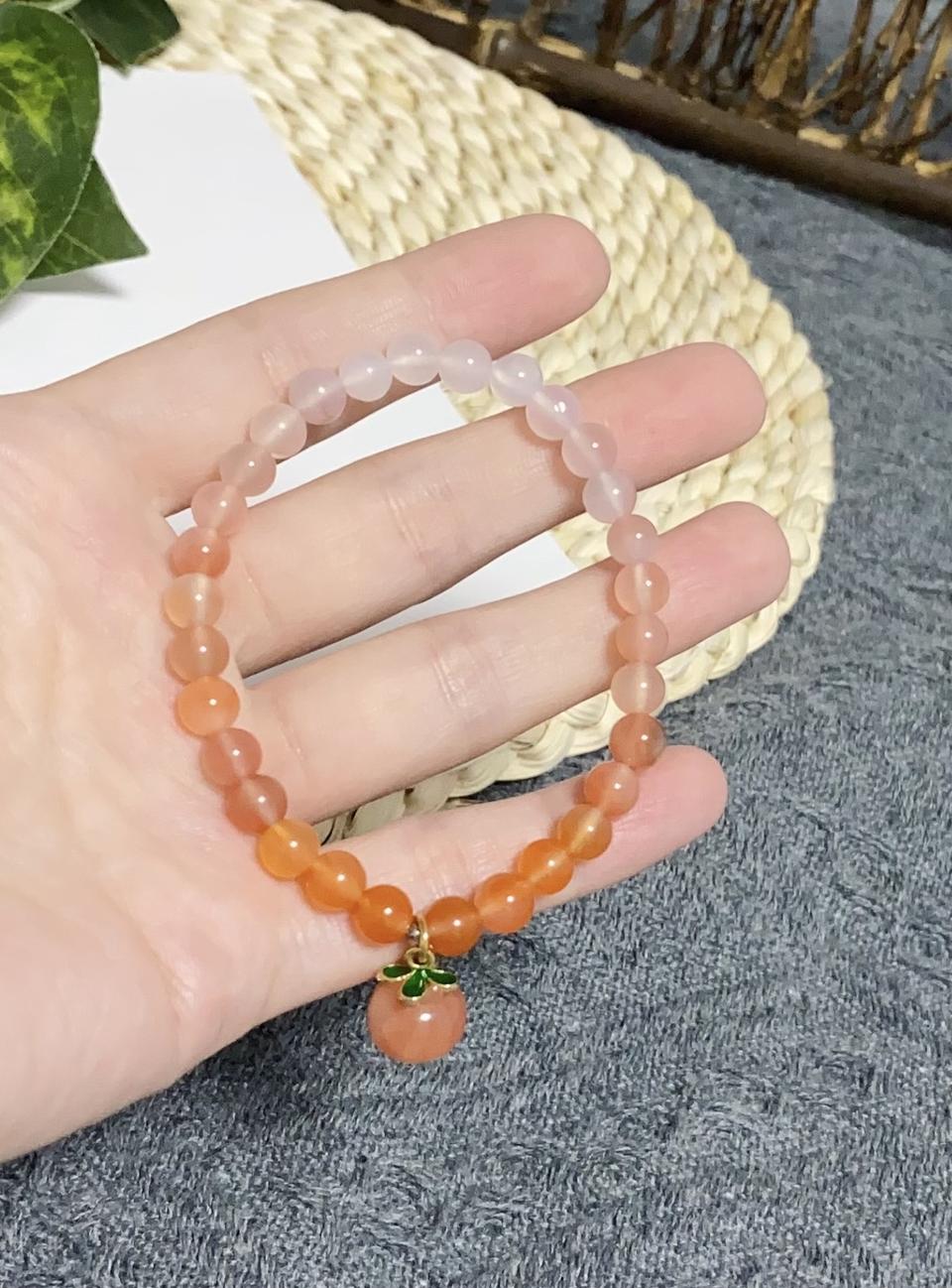 장수 건강의 팔찌 천연 염원마노 그라데이션 복송이 팔찌 원석 선물