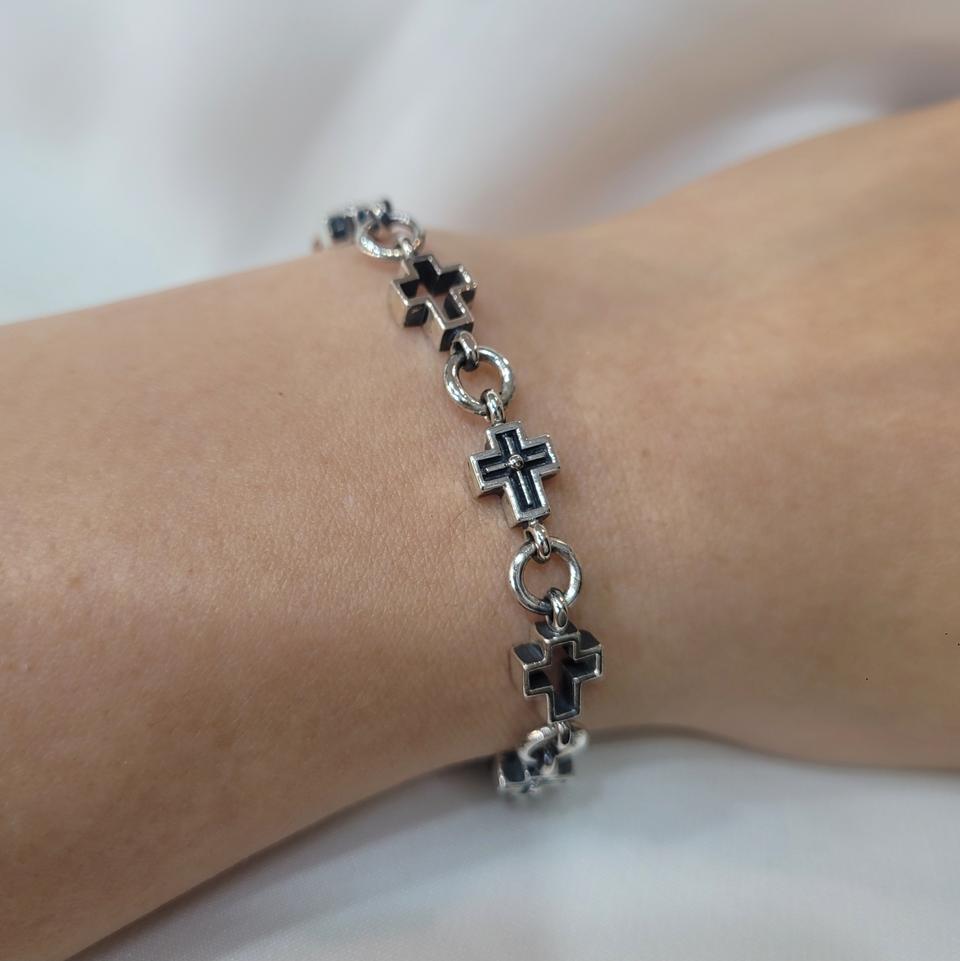 십자가 은팔찌. 전체은