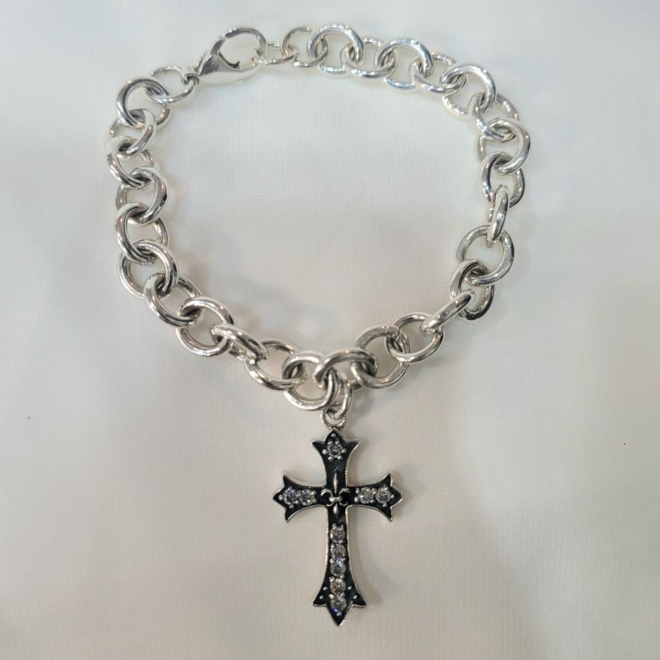 십자가 은팔찌. 전체은
