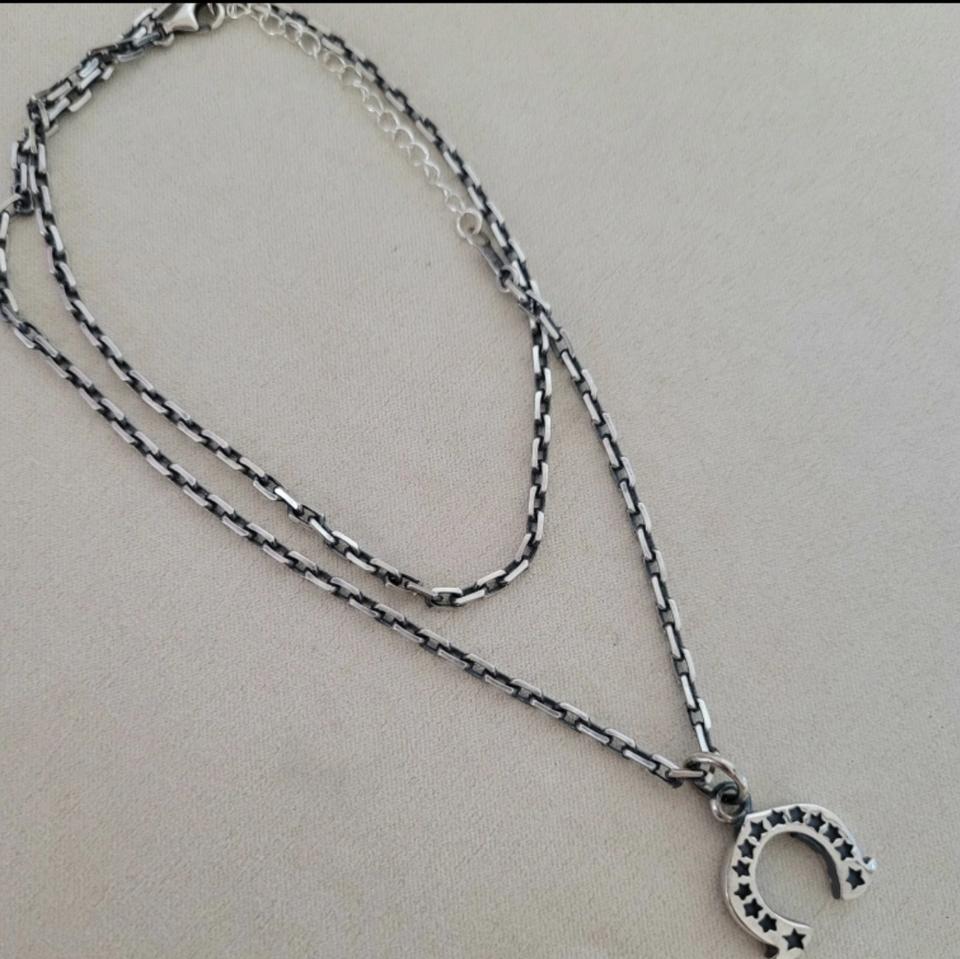 남자 은목걸이. 전체은