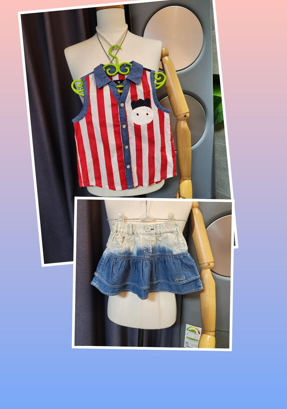 100.(거이새옷) 여아 민소매셔츠/스커트