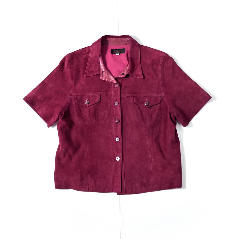 29-TS1 Cizenne 일본빈티지 빨강 가죽 반팔셔츠 M 95추천