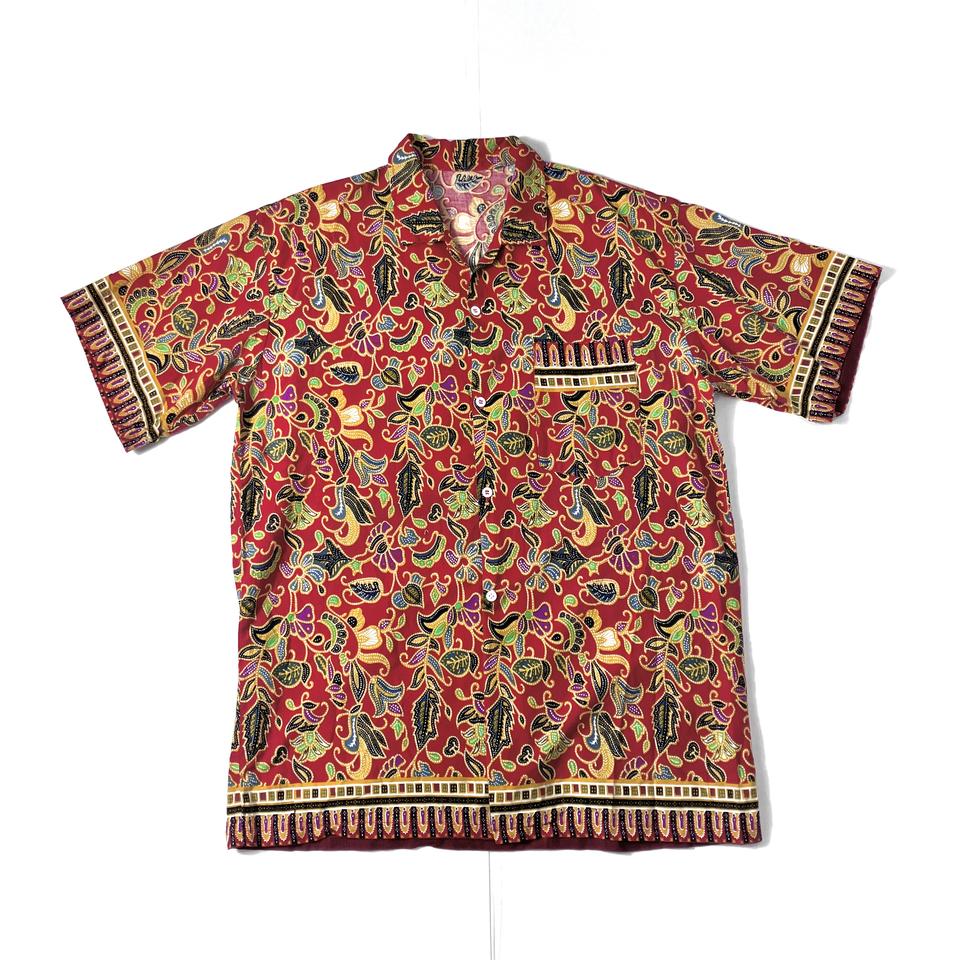 30-TS1 빈티지 히피패턴 빨강 반팔셔츠 Free(가슴58
