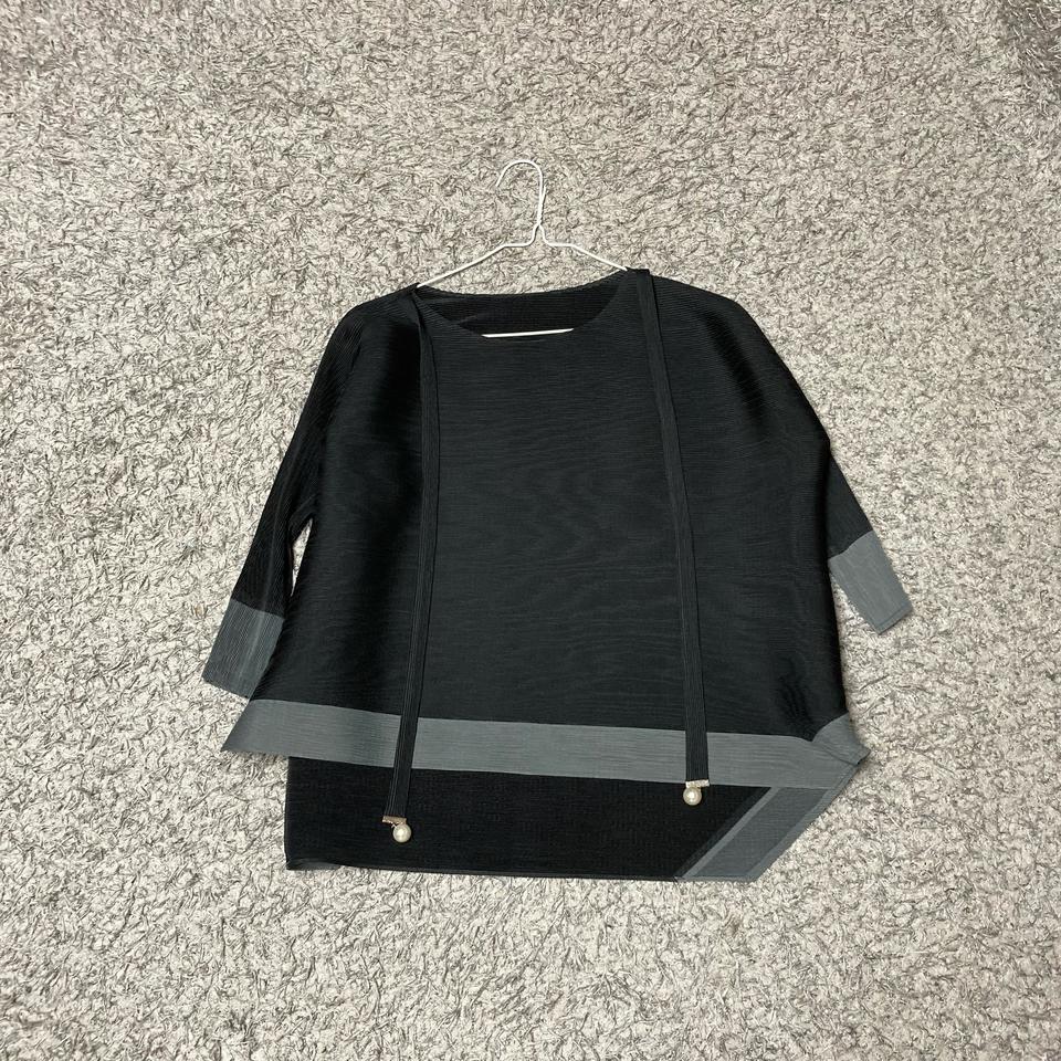 진주 스트링 플리츠 블라우스