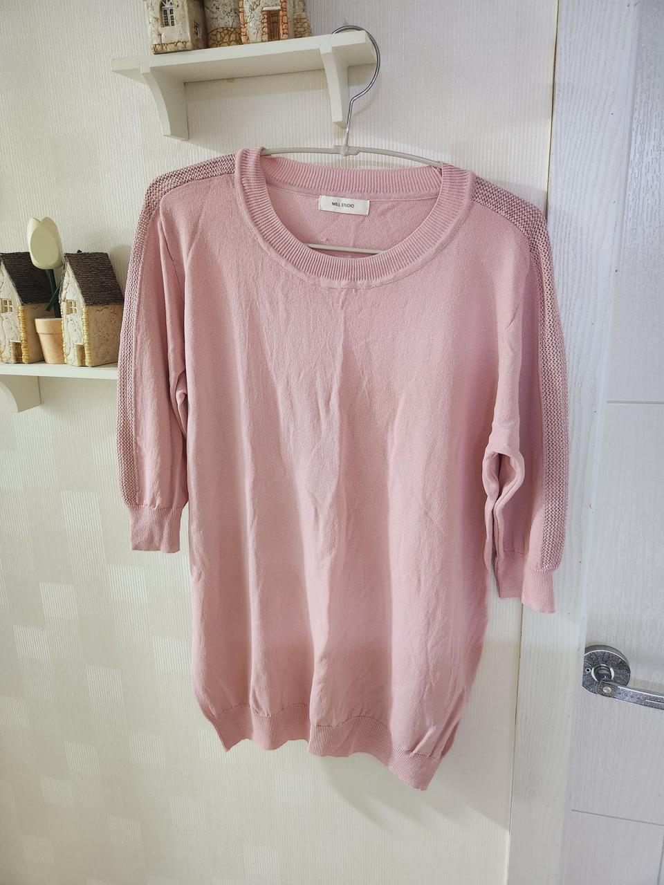 밀스튜디오 핑크반팔니트티