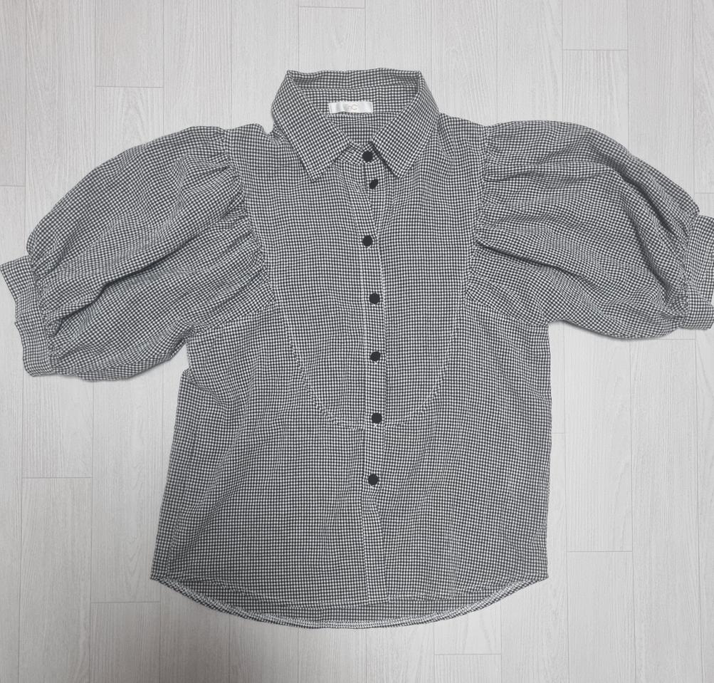 EnC블랙 체크 블라우스(F사이즈)