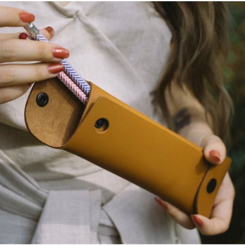 새 노랑색 미용 가죽 케이스 보관백 수납 가방 정리 헤어컷 미용사  