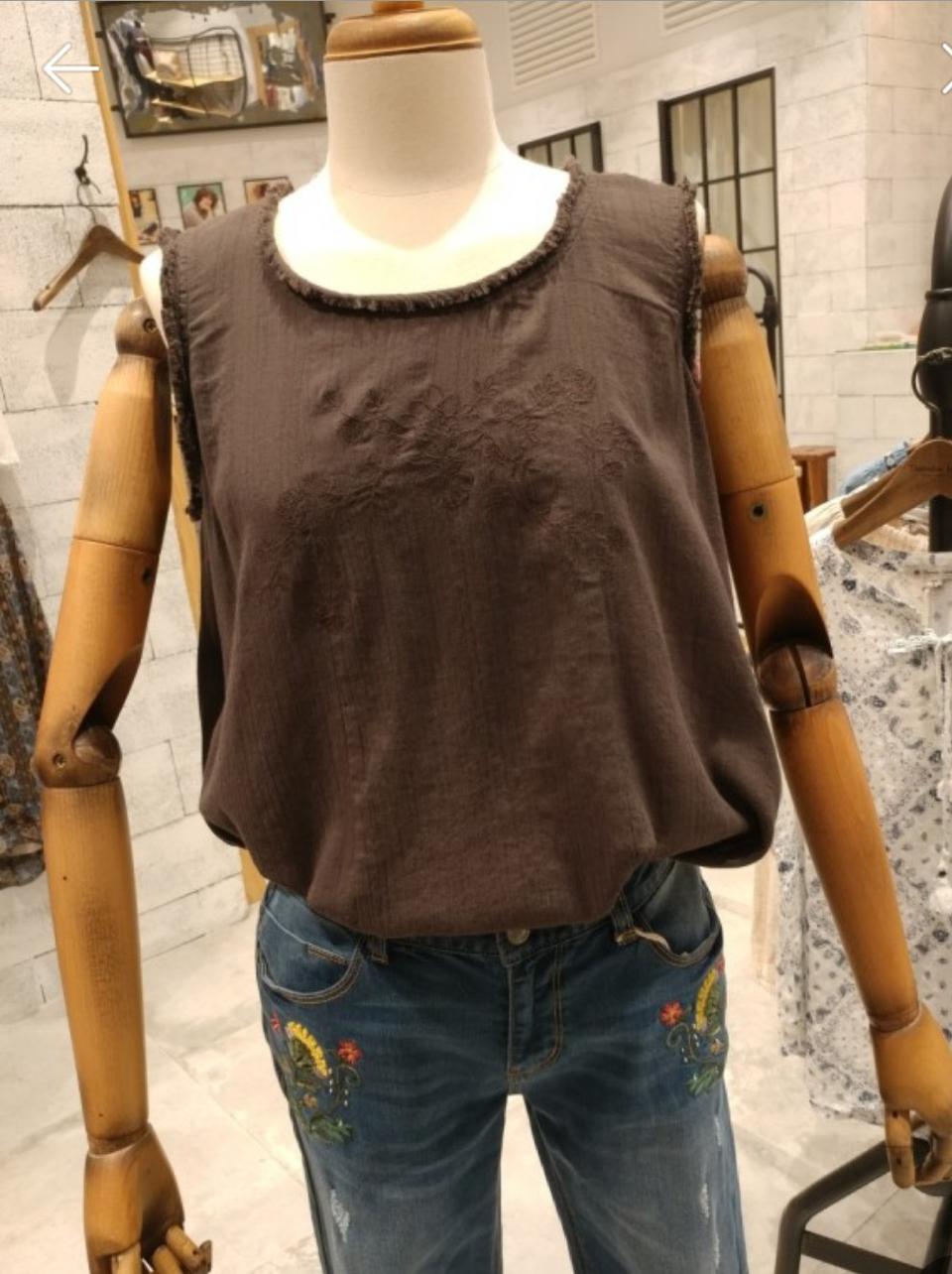 새옷 S 자수 수술 나시 블라우스 써스데이아일랜드 t174mbl250w