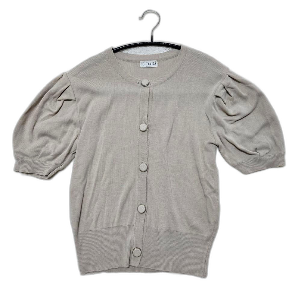 베이지 반팔 니트가디건