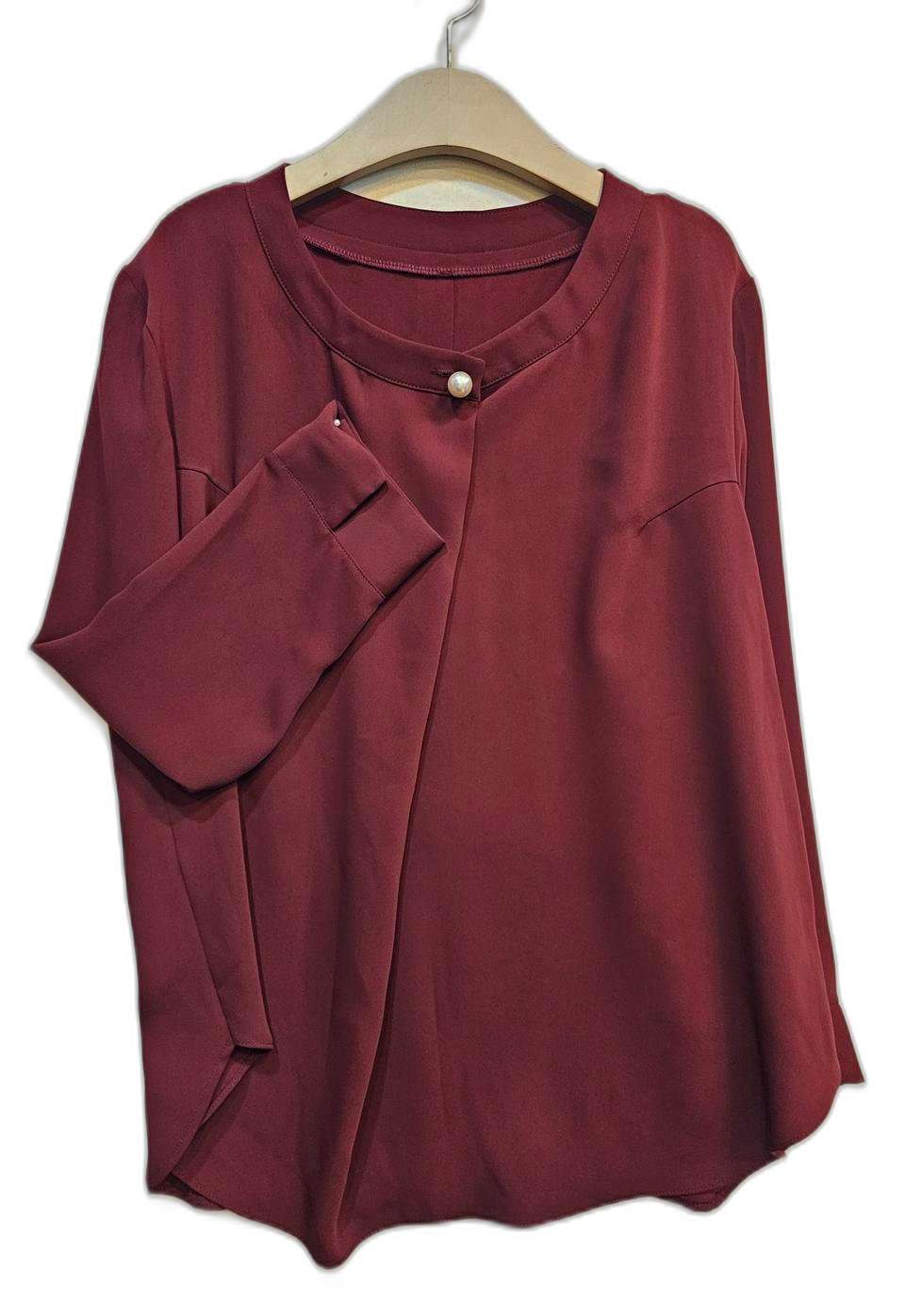 진주 블라우스 66-77사이즈  레드 와인색