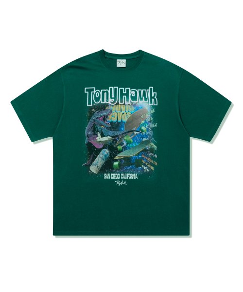 토니호크 스페이스 그래픽 티셔츠 다크 파인
