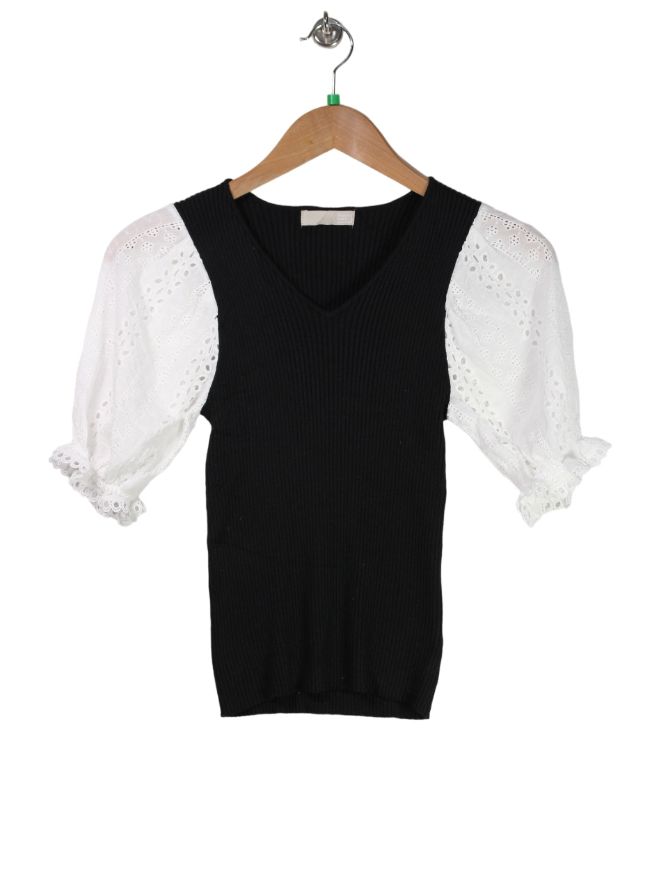 FREES MART 레이스소매 골지티셔츠 24071 헬로마켓