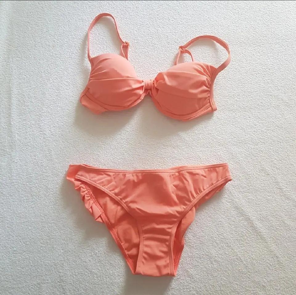 [US6/S] ASOS 코랄 비키니 수영복/ B컵/ C컵