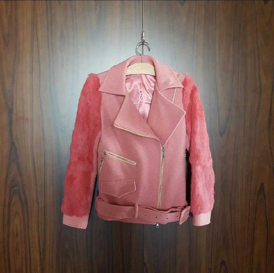 Stylish 퍼 믹스 하프코트(55-66)