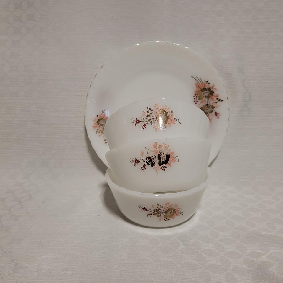 빈티지 국산밀크 볼3개 접시2장