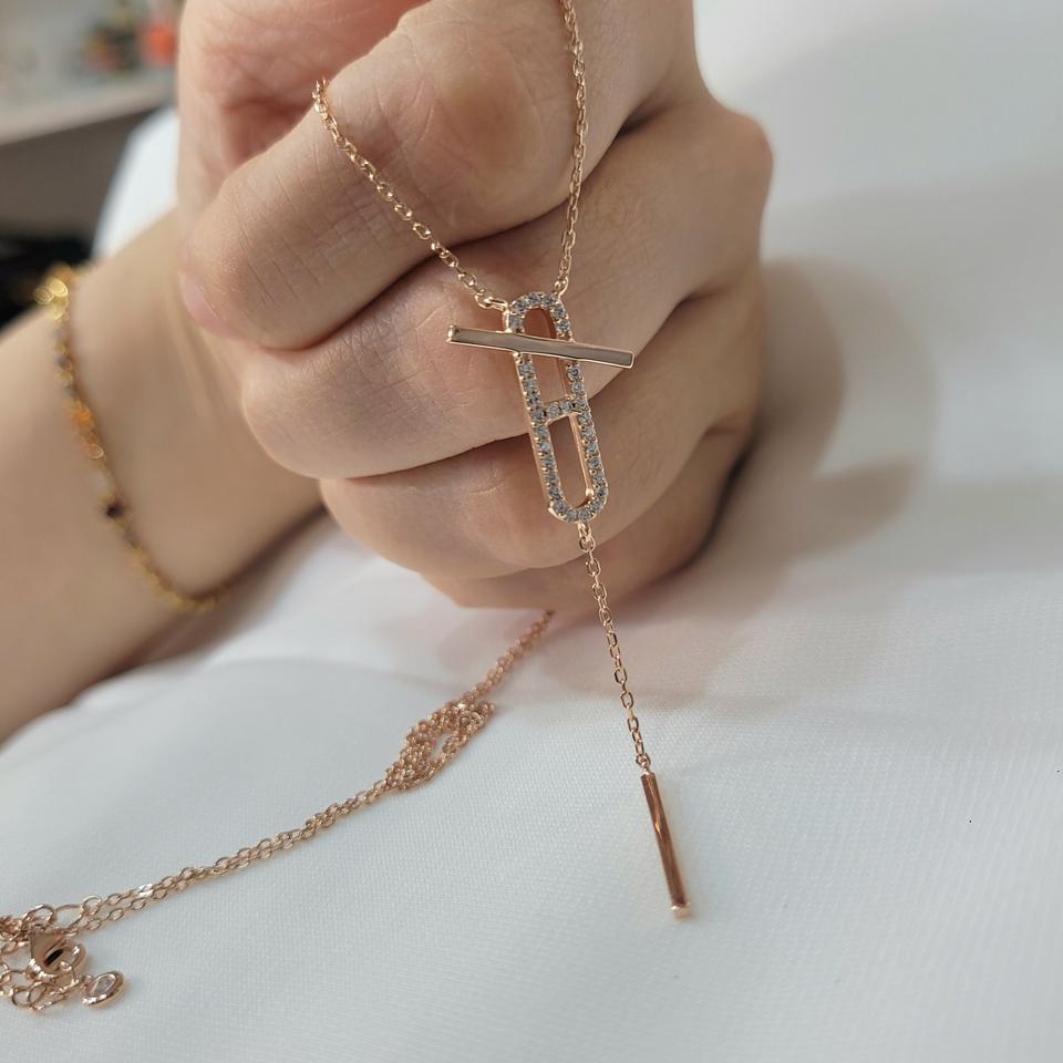 핑크실버 은목걸이. 전체실버925