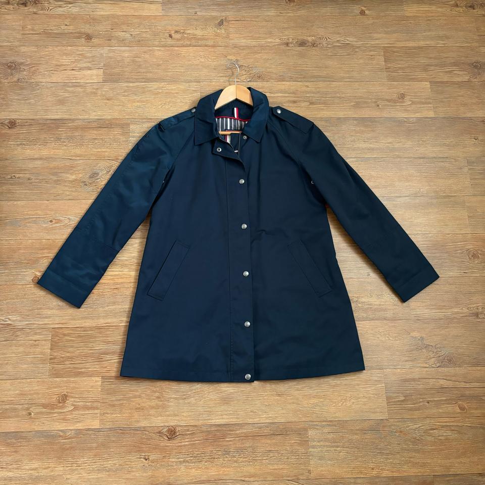 타미힐피거 여성 M 클래식 네이비 코트 프라다 트렌치