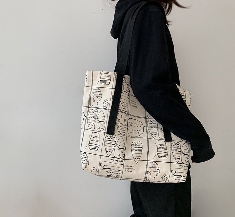 데일리 더블하트 에코백 캔버스 빅사이즈 숄더백 가방 대학생